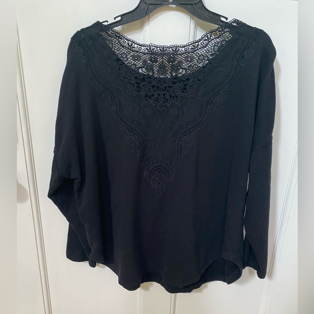 Denim & Supply Ralph Lauren Black Graphic 3/4 Sleeved Sweatshirt - Picture 2 of 8